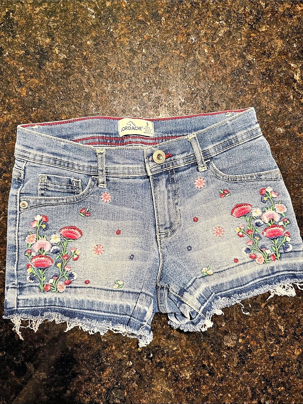 Jordache Embroidered Denim Jean Shorts 8